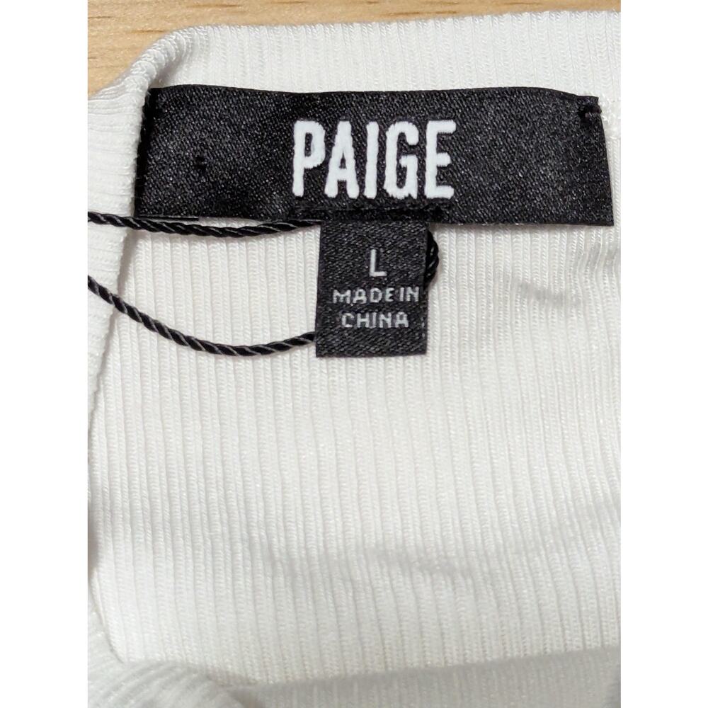 Paige Blanche Top Womens Large White Mock Neck Ribbed Stretch Shirt NWT - Picture 7 of 11